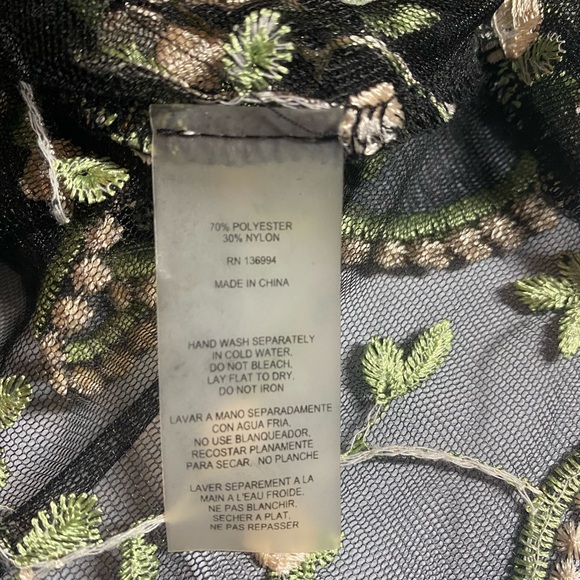 Neiman Marcus Mesh Top with Embroidered Flowers - Picture 3 of 4